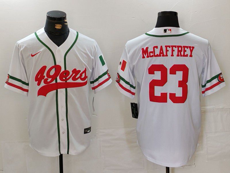 Men San Francisco 49ers #23 Mccaffrey White Joint Name 2024 Nike Limited NFL Jersey style 1->san francisco 49ers->NFL Jersey